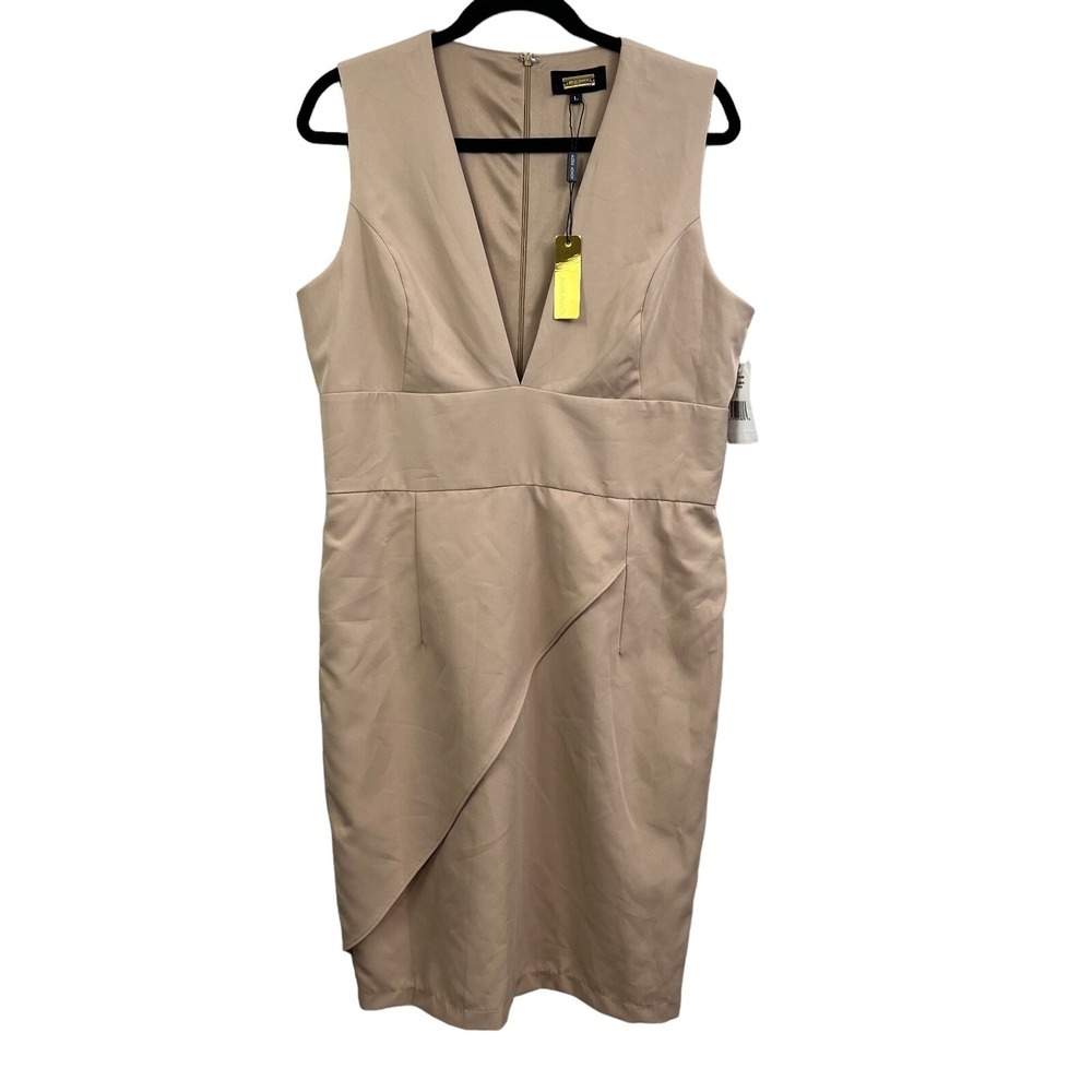 Alexia Admor Sheath Dress Plunge V Neck Sleeveless Lined Cuban Sand Women Sz L*